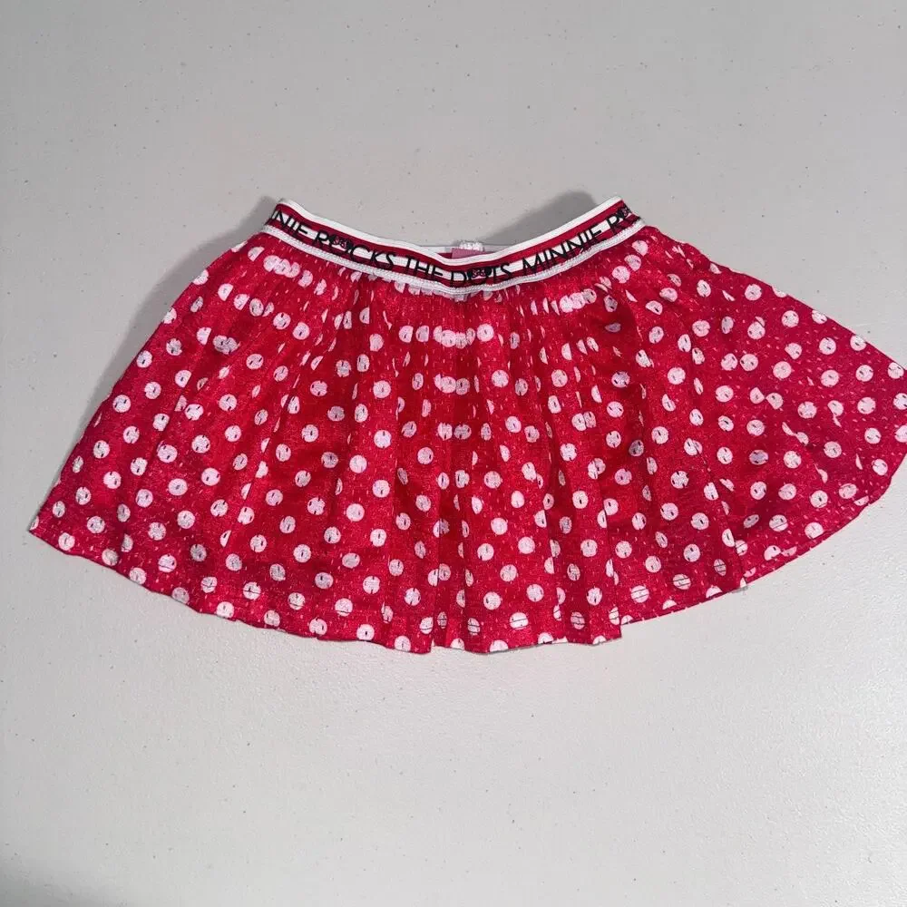Disney Minnie Rock The Dots Girls 4 Polka Dot Skirt Built in Shorts Red White